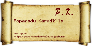 Poparadu Karméla névjegykártya